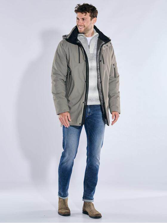 emilio adani Herren Jacke mit unterlegtem Reißverschluss Braunbeige 39379