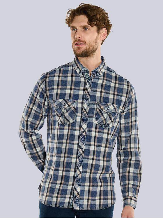 engbers Herren Langarm-Hemd kariert Blau 36128
