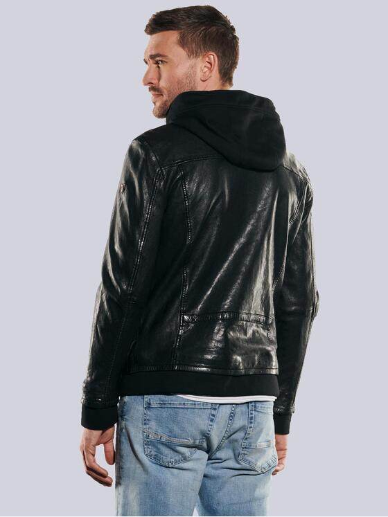 emilio adani Herren Lederjacke slim fit Schwarz 35203