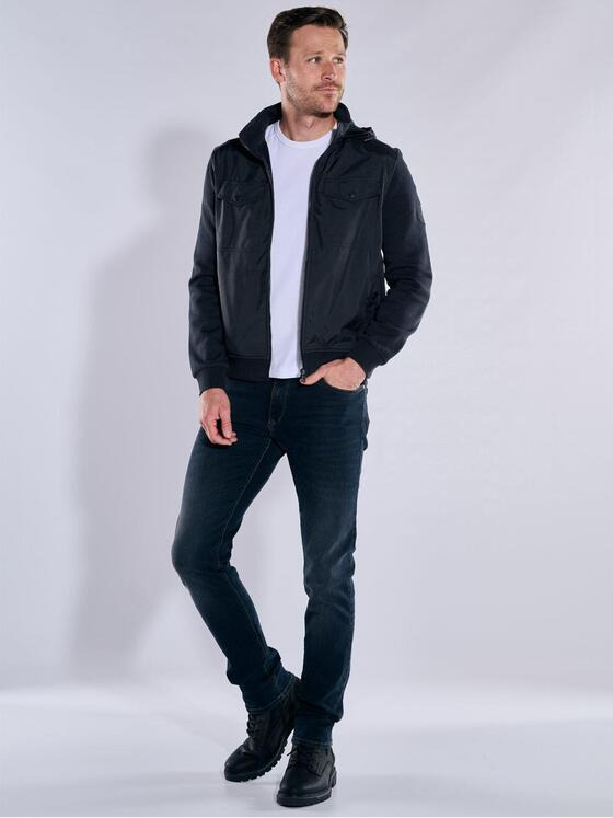 engbers Herren Baumwoll-Jacke mit Kapuze Blau 37316