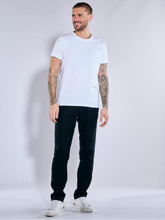 emilio adani Herren Chino aus Leinen Schwarz 37055
