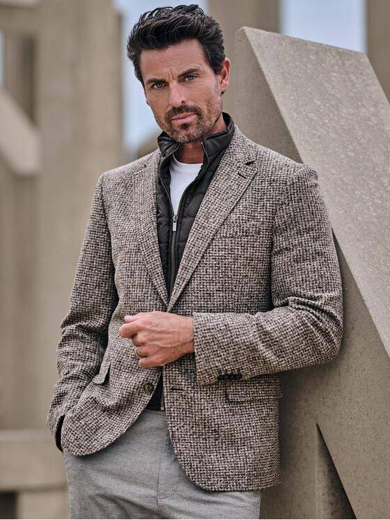 ENGBERS GERMANY Herren Sakko mit heraustrennbarem Inlet Dunkelbraun 39511