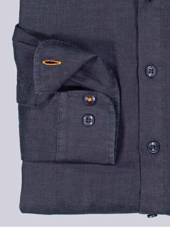 emilio adani Herren Langarm-Hemd aus Leinen Blau 38560