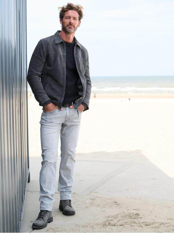 emilio adani Herren Lederjacke aus Veloursleder Saphirblau 39883