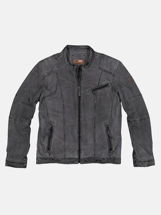 emilio adani Herren Lederjacke in Verloursqualität Grau 32563