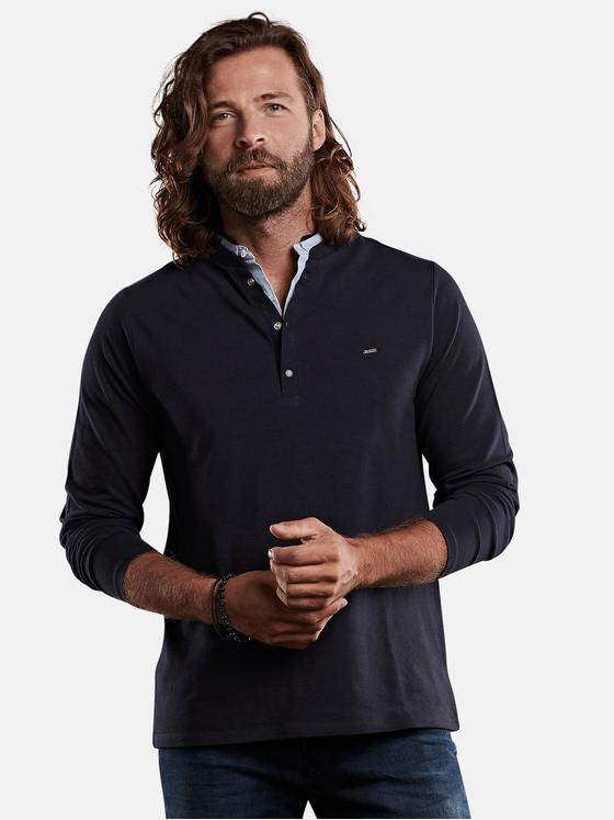 emilio adani Herren Langarm-Shirt im Layering-Look Blau 28871