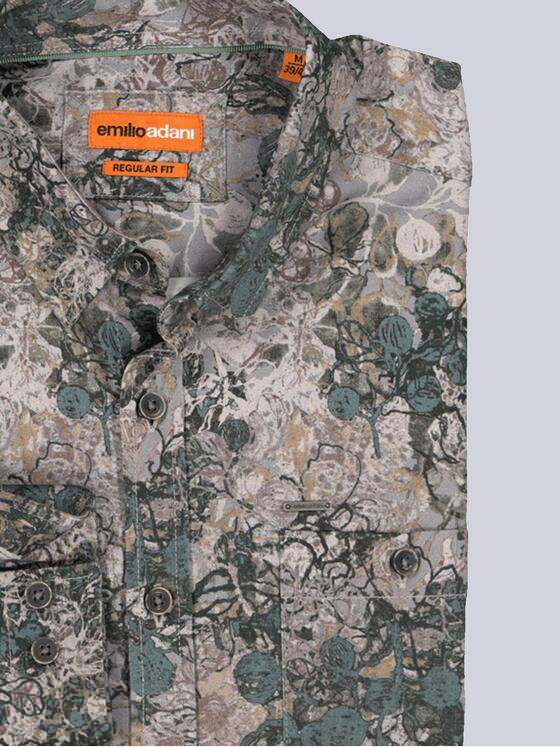 emilio adani Herren Langarm-Hemd gemustert Beige 35360