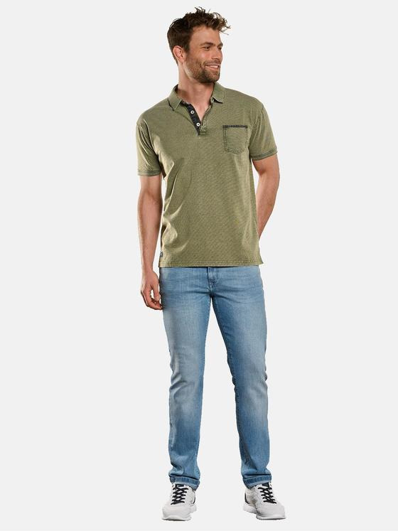 engbers Herren Polo-Shirt gestreift Oliv 33139