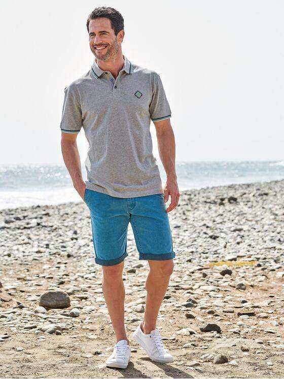 engbers Herren Doppelt gefärbte Shorts mit komfortablem Elasthananteil Cyanblau 29830