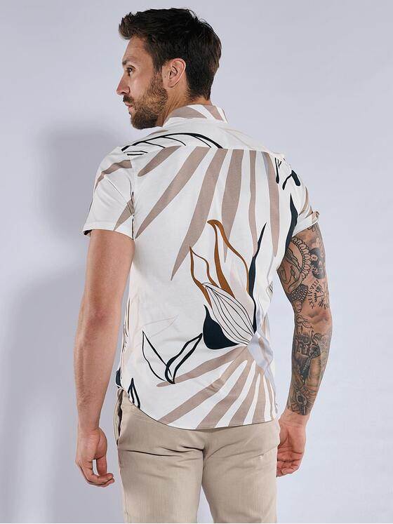 emilio adani Herren Kurzarm-Hemd slim fit Beige 36550