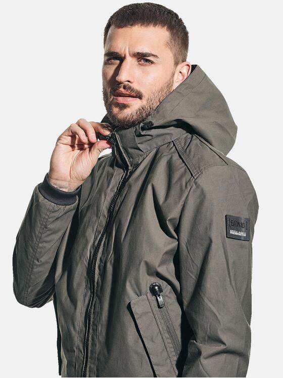 emilio adani Herren Sportive Outdoor-Jacke mit abnehmbarer Kapuze Khaki 31040