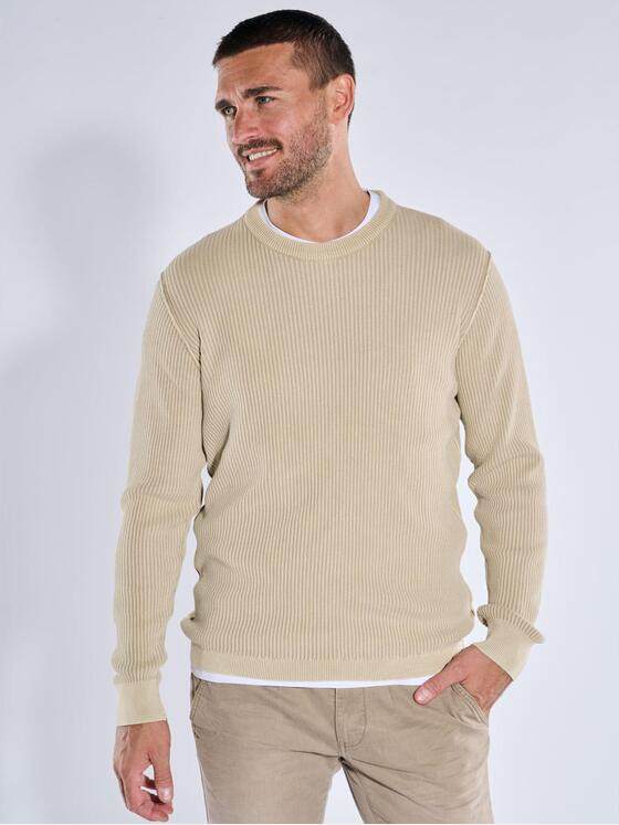 emilio adani Herren Rundhals Pullover Beige 39230