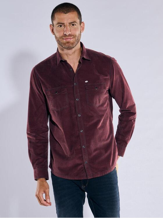 engbers Herren Langarm-Hemd uni Bordeaux 37392