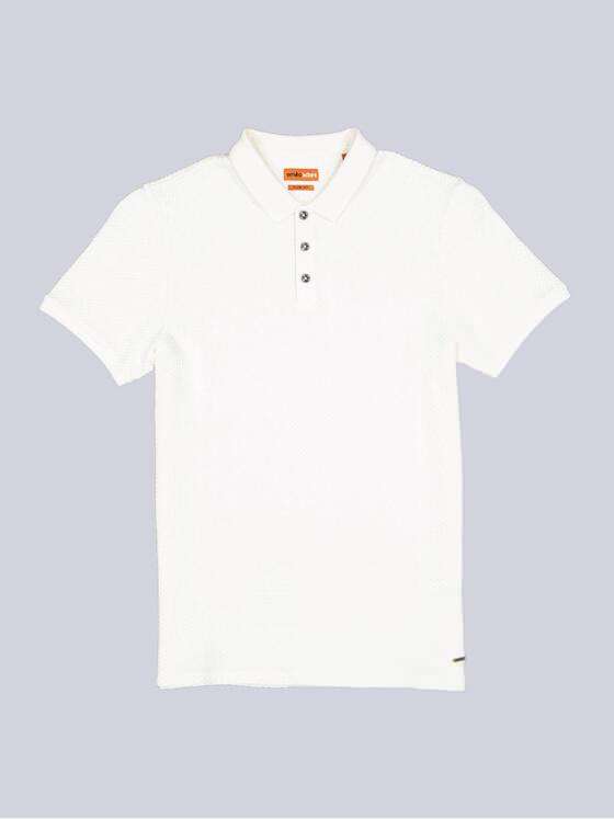 emilio adani Herren Poloshirt mit strukturierter Warenoberfläche Reinweiss 40124