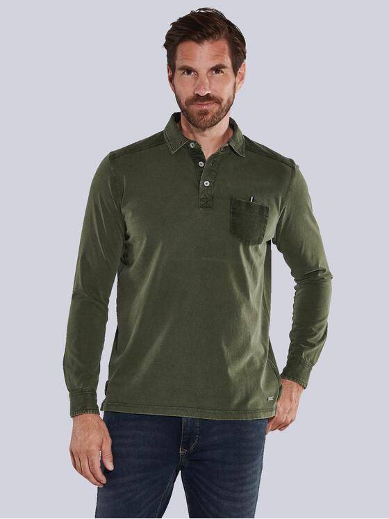 engbers Herren Langarm-Shirt mit Polokragen Grün 35681