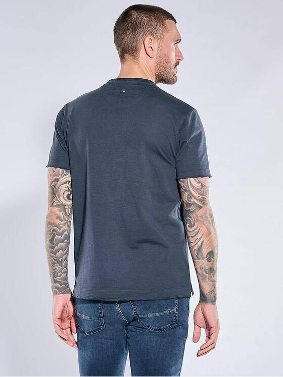 emilio adani Herren Henley T-Shirt Saphirblau 40764