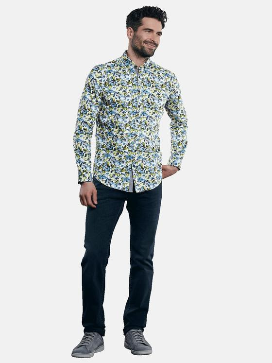 engbers Herren Hemd mit floralem All-Over Print Gruen 31294
