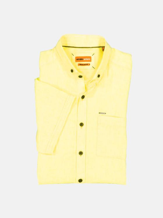 emilio adani Herren Kurzarm-Hemd uni Gelb 35049