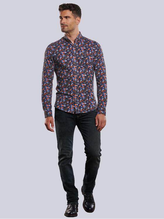 engbers Herren Jersey Hemd gemustert Blutorange 32390