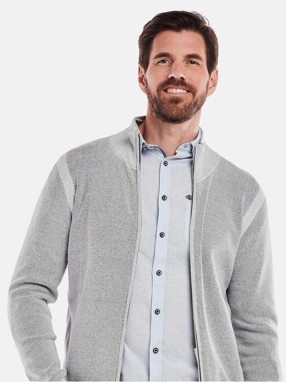 engbers Herren Strickjacke mit Zipper Hellgrau 34554