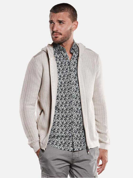 emilio adani Herren Strickjacke mit Jaquard-Muster Beige 33384