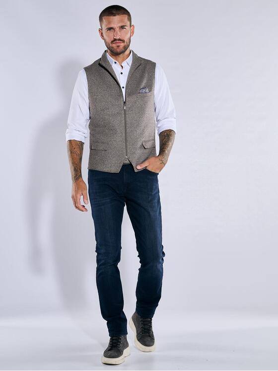 emilio adani Herren Sakko-Weste slim fit Hellbraun 37256