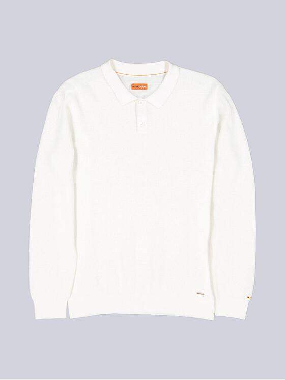 emilio adani Herren Pullover mit Polo-Kragen Weiß 38679