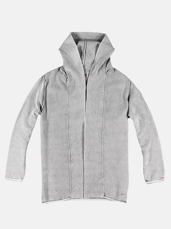 emilio adani Herren Lässige Strickjacke mit Kapuze Grau 30887