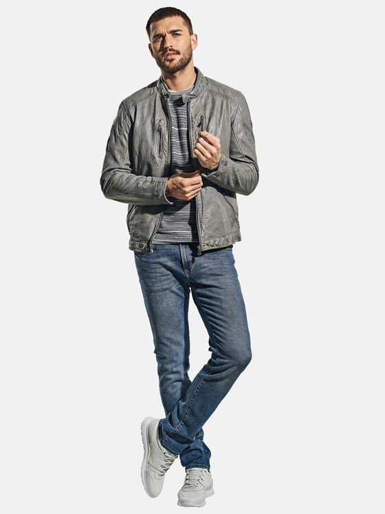 emilio adani Herren Bikerlederjacke Grau 30651