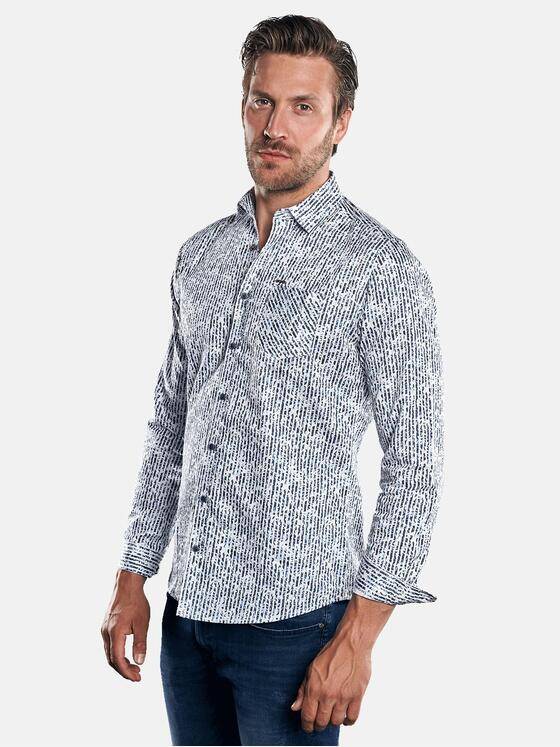 emilio adani Herren Streifendruck Hemd mit floralen Elementen Blau 30547