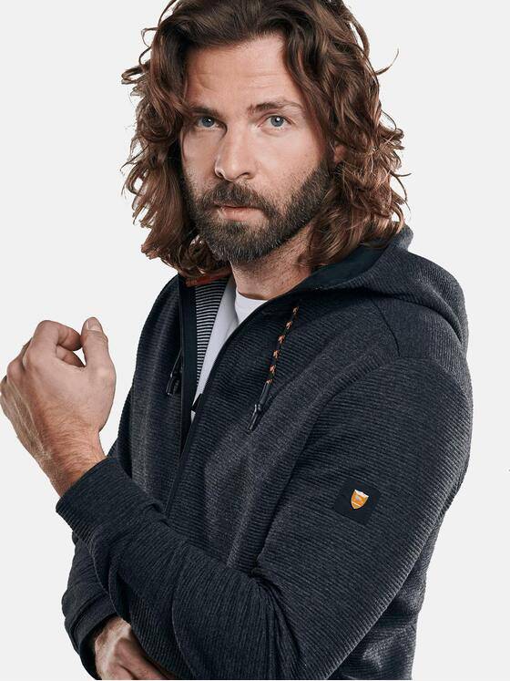 emilio adani Herren Hoodie im stylischen Ripp-Design Anthrazit 29284