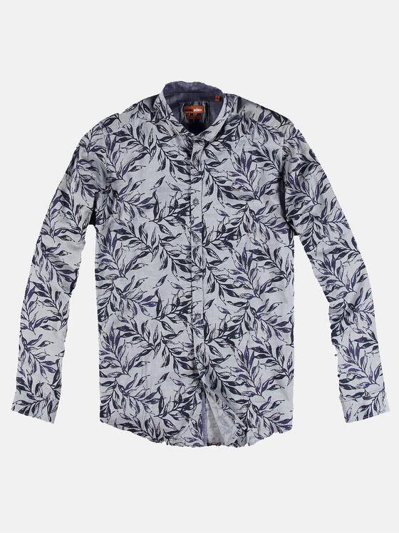emilio adani Herren Langarmhemd mit Floralprint Blau 30869