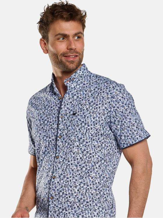 engbers Herren Kurzarm-Hemd gemustert Blau 33097