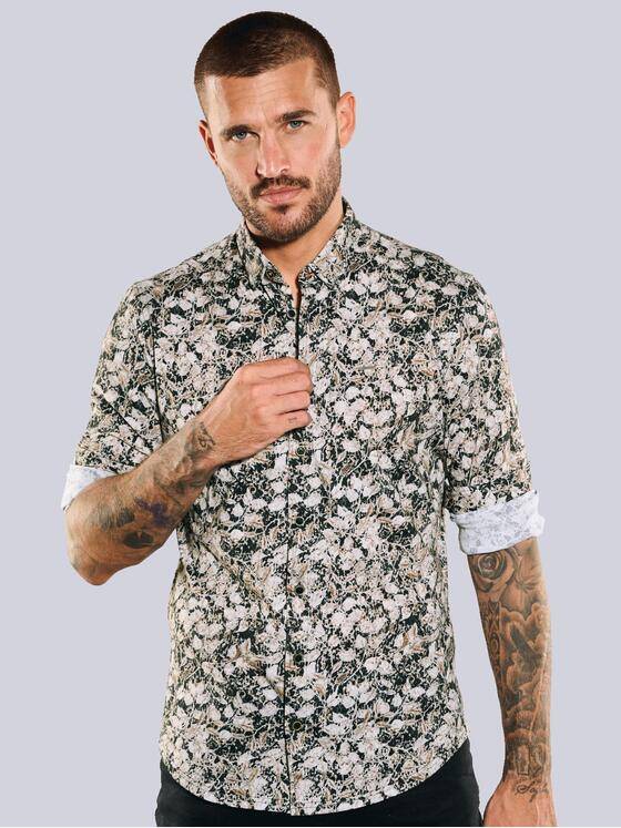 emilio adani Herren Langarm-Hemd aus Jersey Beige 35575