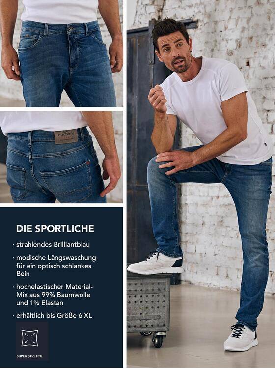 engbers Herren Super-Stretch-Jeans "My Favorite" Brilliantblau 37378