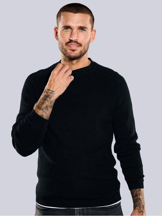 emilio adani Herren Pullover uni Schwarz 35613