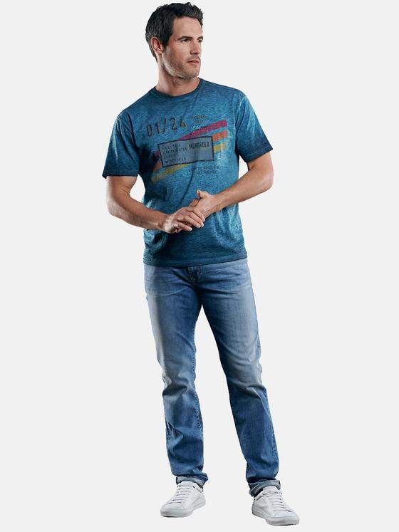 engbers Herren Modisches Print-Shirt Petrolblau 29224