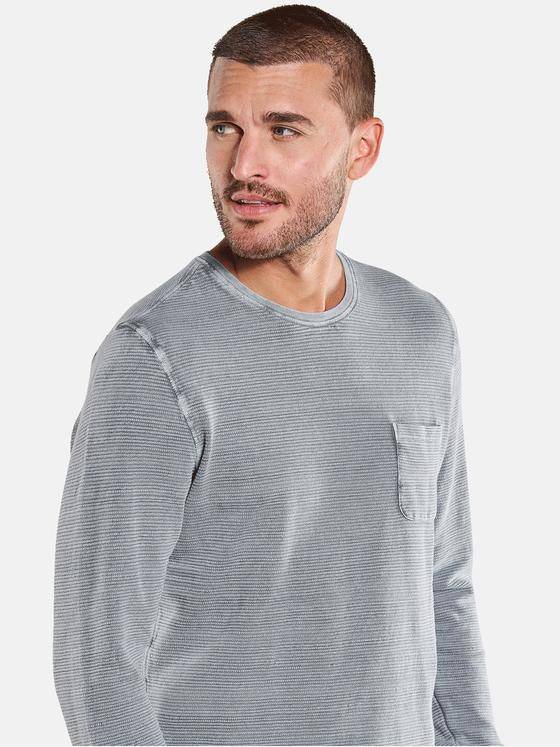 emilio adani Herren Langarm-Shirt gestreift Blau 34110