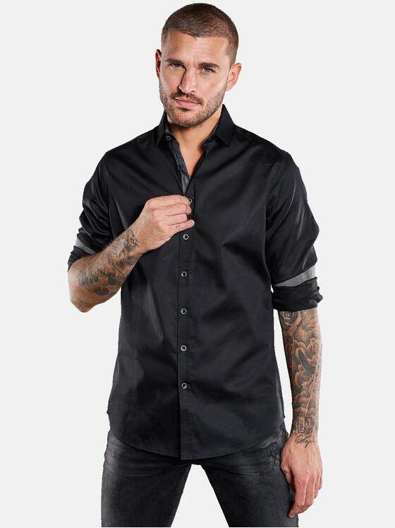 emilio adani Herren Langarm-Hemd "My Favorite" Schwarz 34061