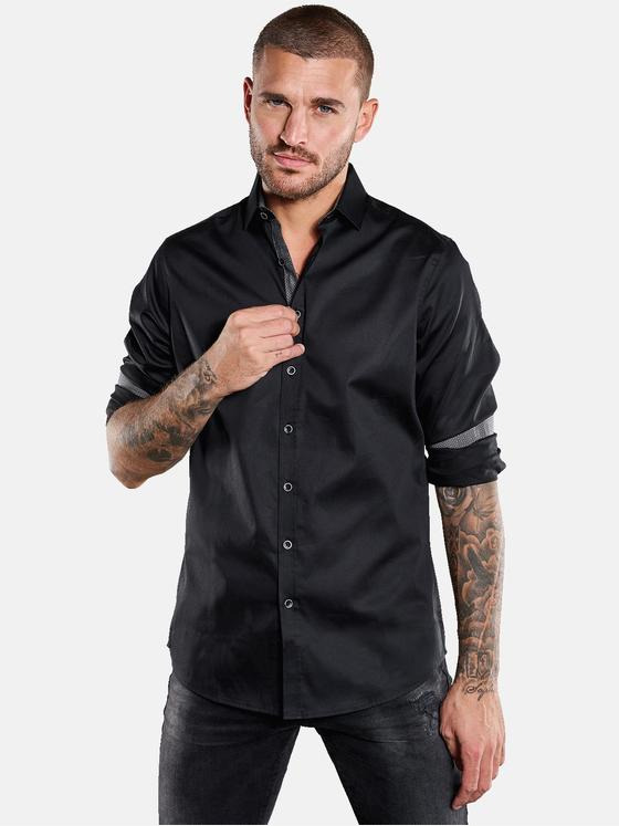 emilio adani Herren Langarm-Hemd "My Favorite" Schwarz 36202