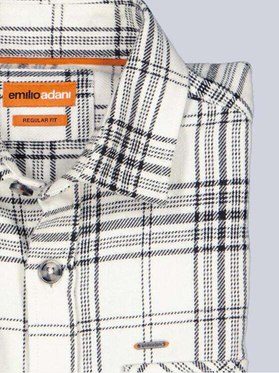 emilio adani Herren Overshirt kariert Naturweiss 39440