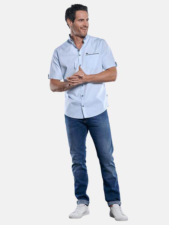 engbers Herren Unifarbenes Kurzarmhemd mit stylischen Kontrastdetails Hellblau 29760