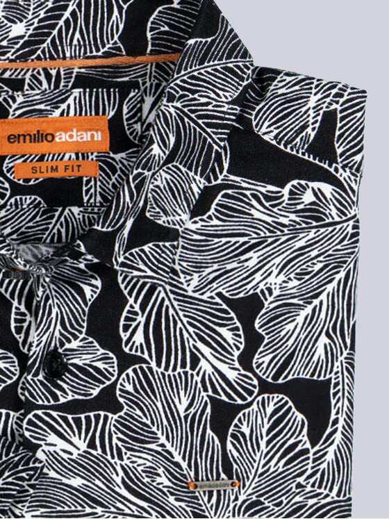 emilio adani Herren Kurzarm-Hemd slim fit Schwarz 36967