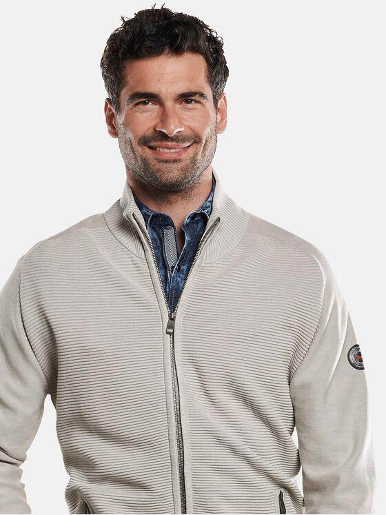engbers Herren Cardigan in Ottomanstruktur Silbergrau 31963