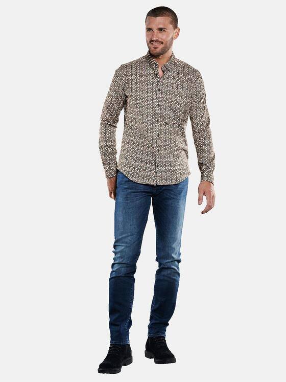 emilio adani Herren Langarm-Hemd gemustert Orange 33669