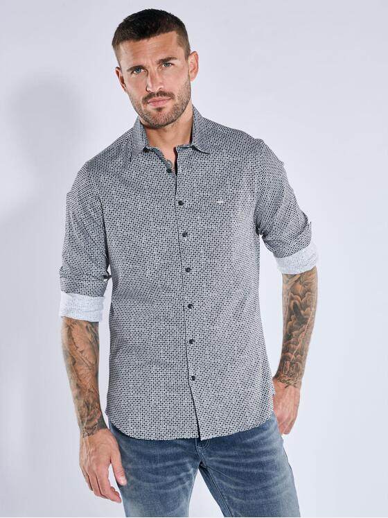 emilio adani Herren Langarm-Hemd aus Jersey Schwarz 39205