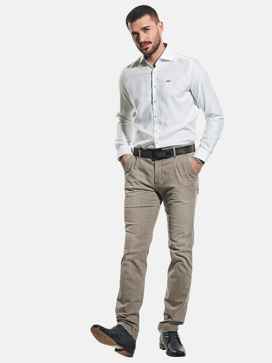 emilio adani Herren Softes Langarmhemd mit dezenter Webmusterung Weiß 31227