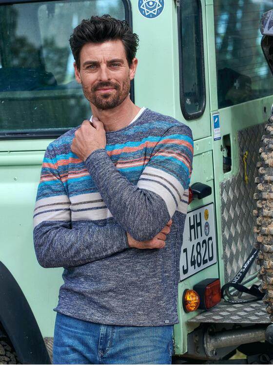 engbers Herren Pullover gestreift Saphirblau 31961