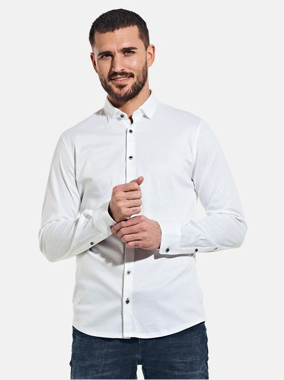 emilio adani Herren Langarmhemd "My Favorite" aus Jersey Weiß 36226