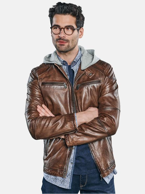 engbers Herren Lederjacke im used-Look Braun 31021
